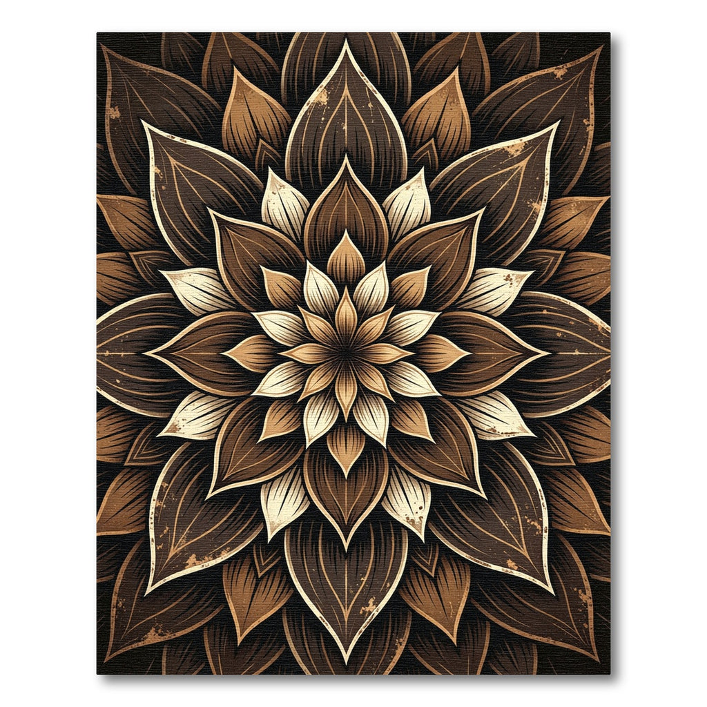 Elegant Sepia Floral Mandala Rug