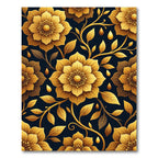 Golden Botanical Floral Onyx Background Rug
