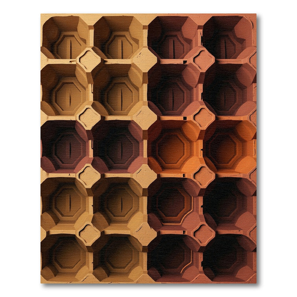 Warm Earthy Tones Geometric Hexagon Grid Rug