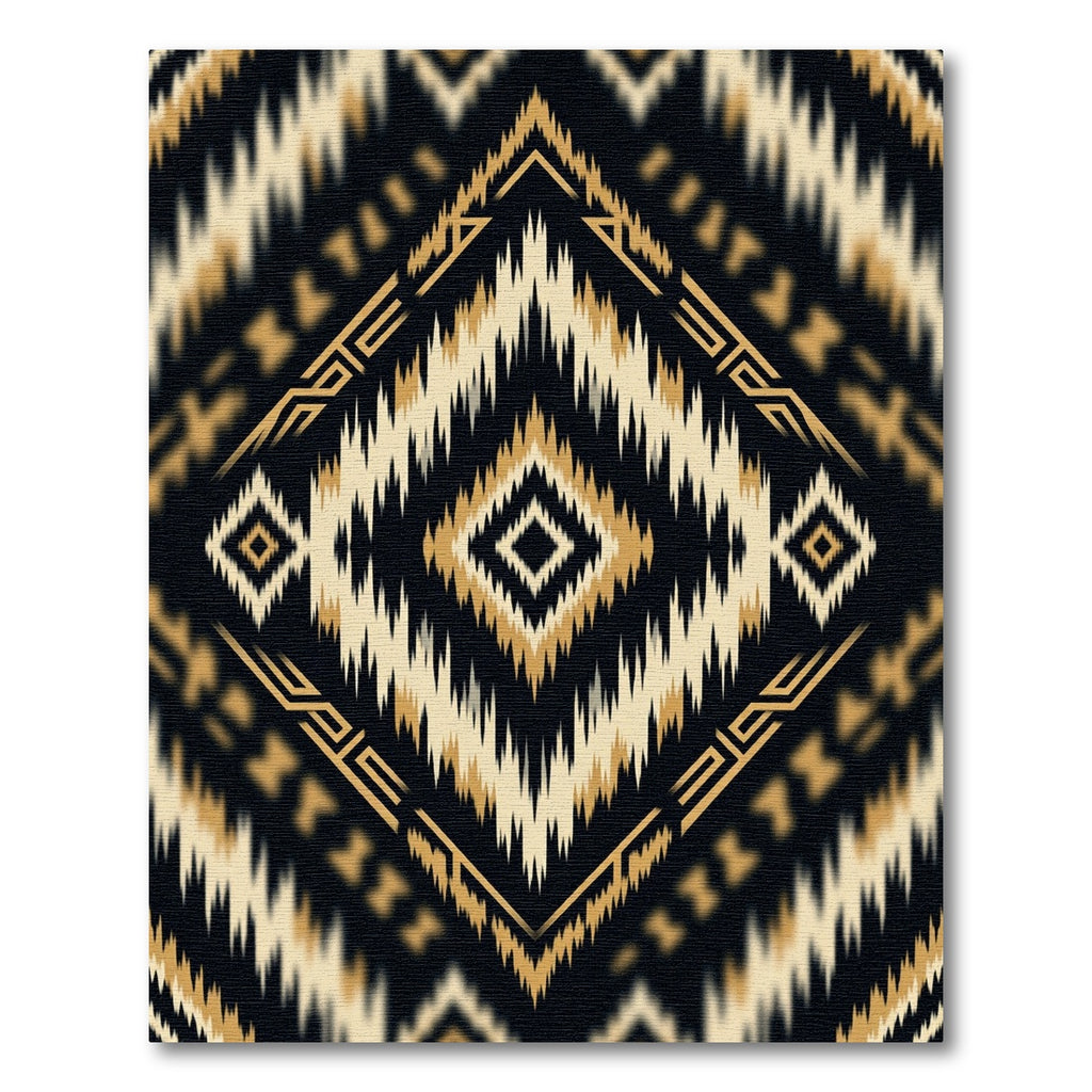 Black Gold Tribal Diamond Medallion Rug