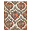 Coral and Taupe Ornate Damask Scroll Rug
