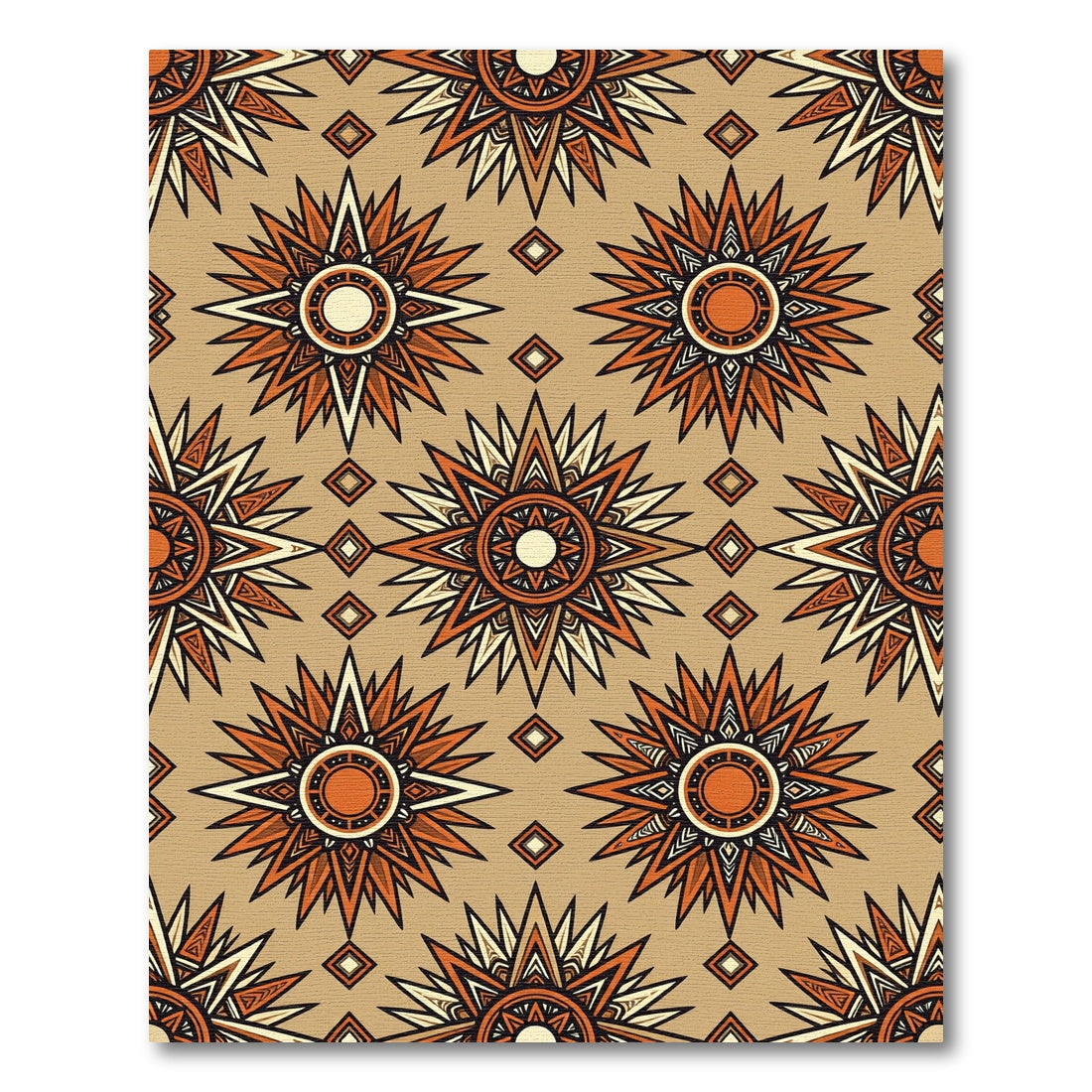 Geometric Sunburst Terracotta Ochre Rug