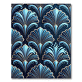 Elegant Blue Golden Art Deco Fan Rug