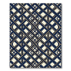 Art Deco Navy Gold Geometric Lattice Rug
