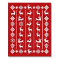 Red White Reindeer Snowflake Stripe Repeat Rug