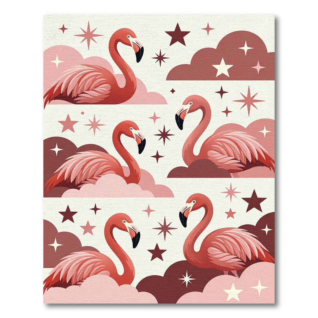 Dreamy Pink Flamingo Celestial Starry Sky Rug