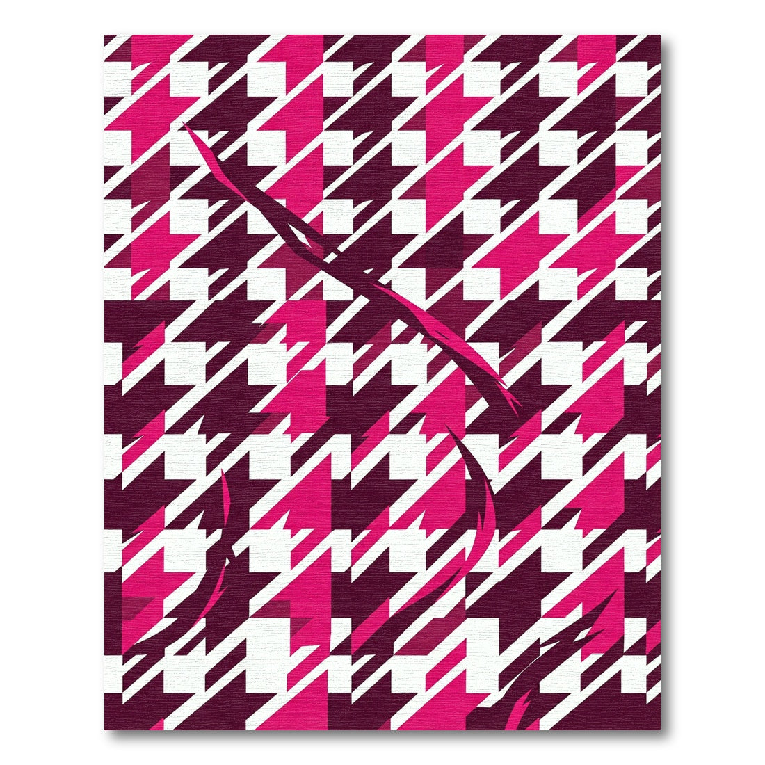 Pink Houndstooth Diamond Swirl Rug