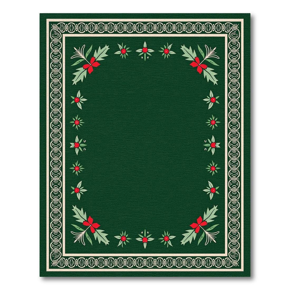 Emerald Green Holly Berry Border Rug