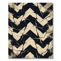 Distressed Onyx And Beige Chevron Rug