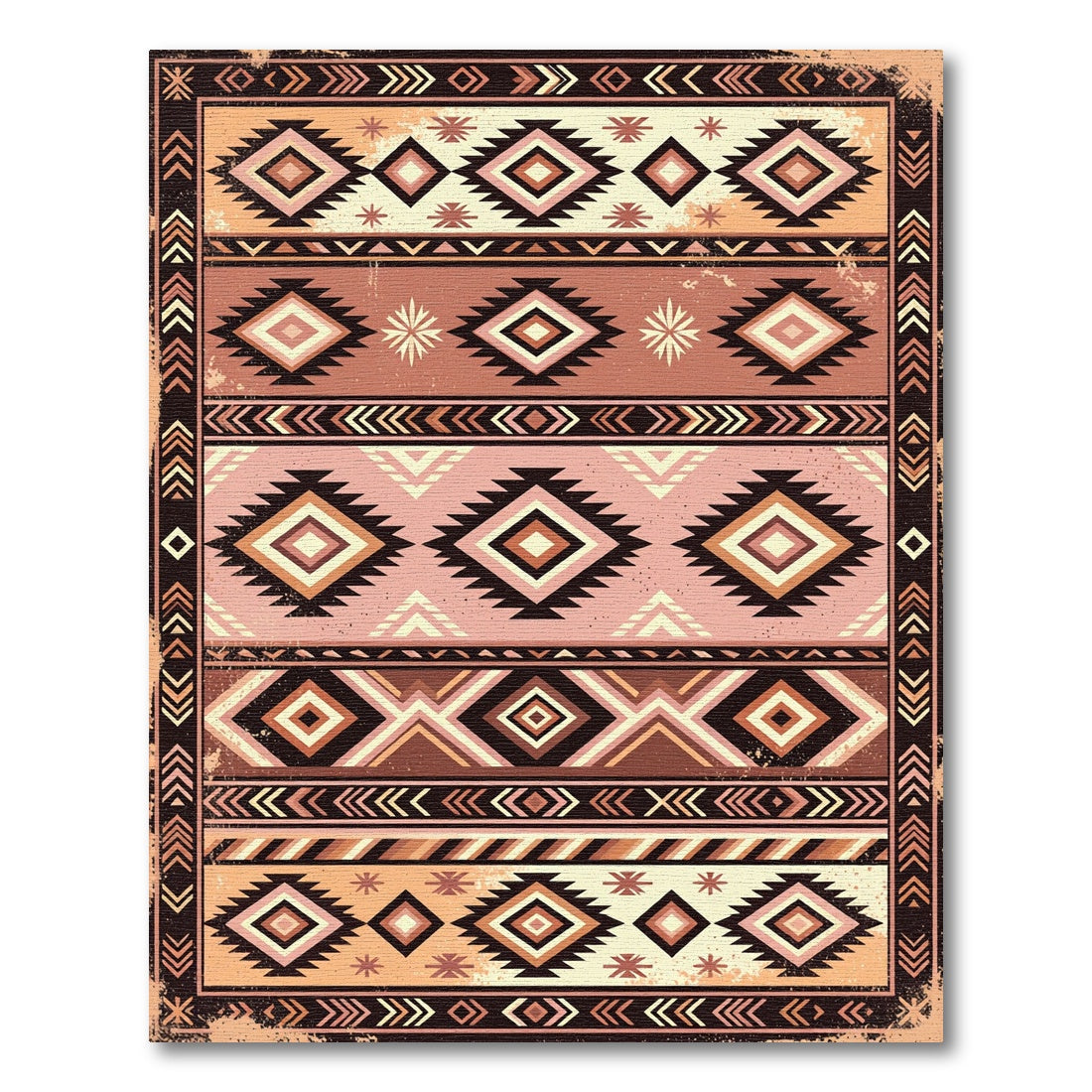 Geometric Diamond Tribal Salmon Rug