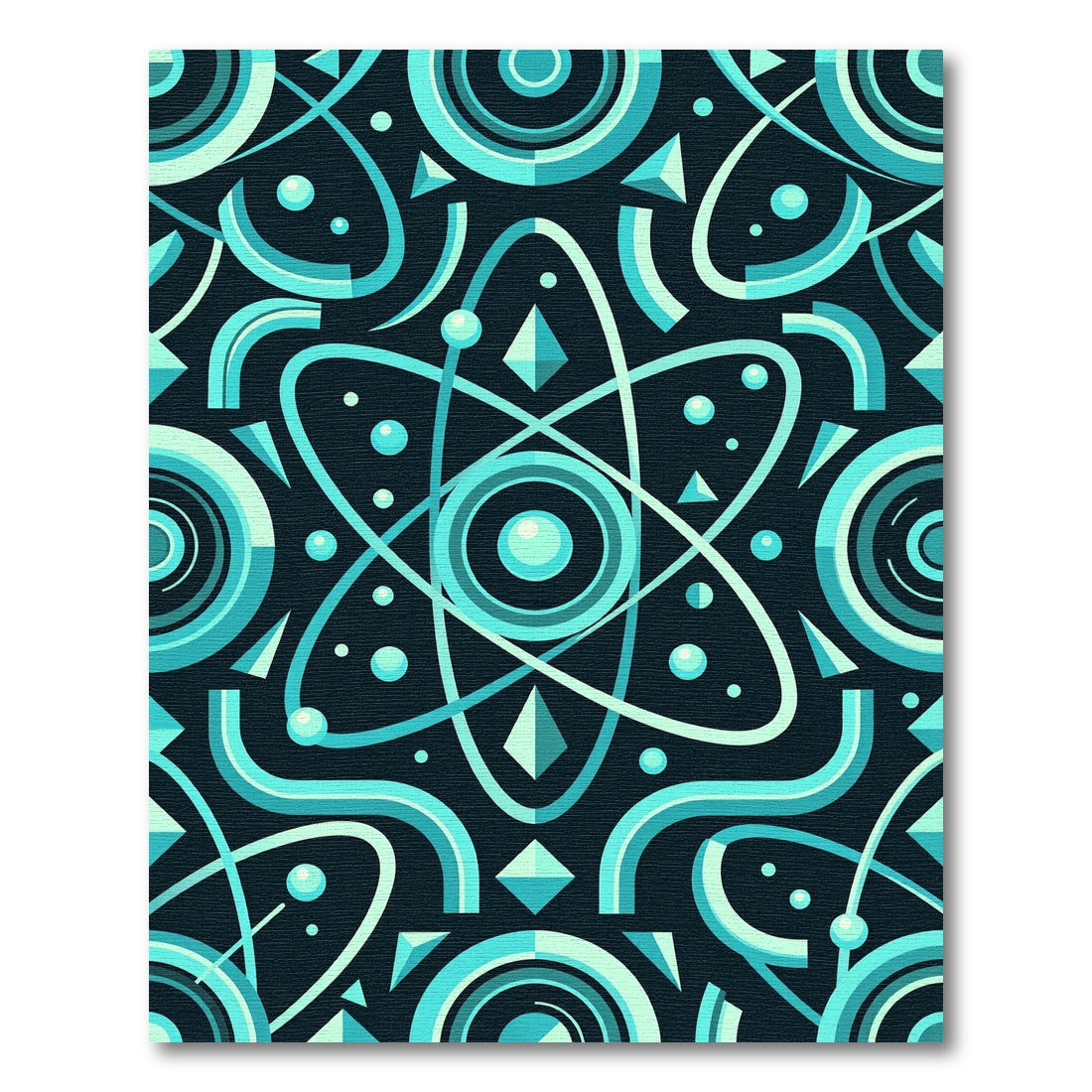 Teal Atomic Abstract Geometric Rug