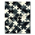 Monochromatic Geometric Jigsaw Puzzle Area Art Rug