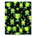 Neon Pixel Gamer Trophy Award Rug