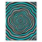 Cyan and Gray Hypnotic Vortex Swirl Rug
