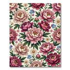 Rich Crimson Peony Garden Floral Rug