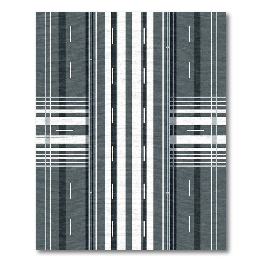Modern Linear Monochrome Geometric Plaid Rug