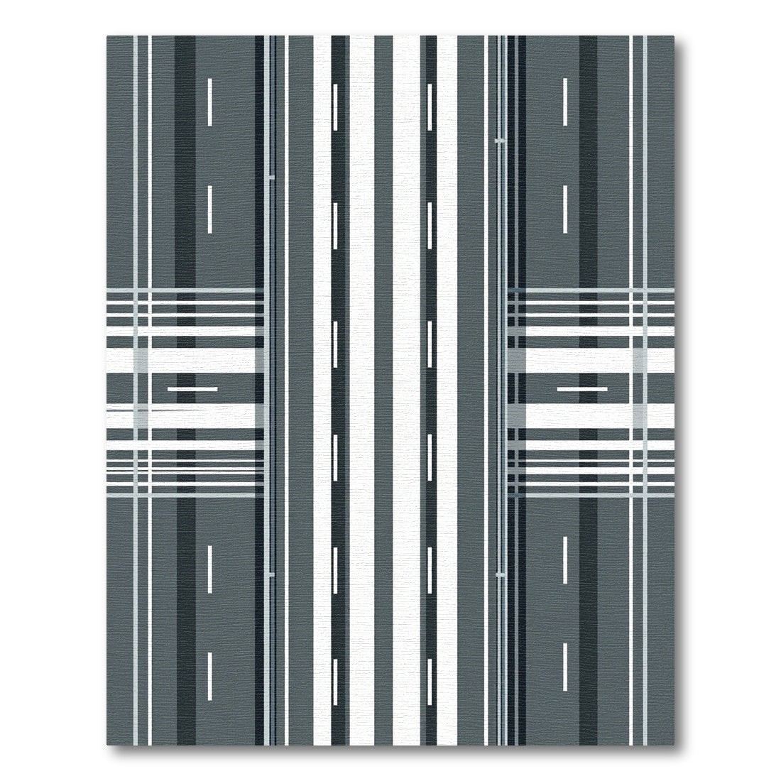 Modern Linear Monochrome Geometric Plaid Rug