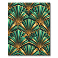 Art Deco Emerald Gold Fan Rug