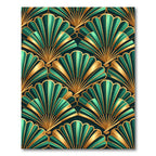 Art Deco Emerald Gold Fan Rug