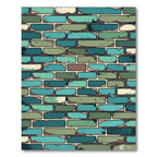 Textured Teal Green Brick Wall Rug