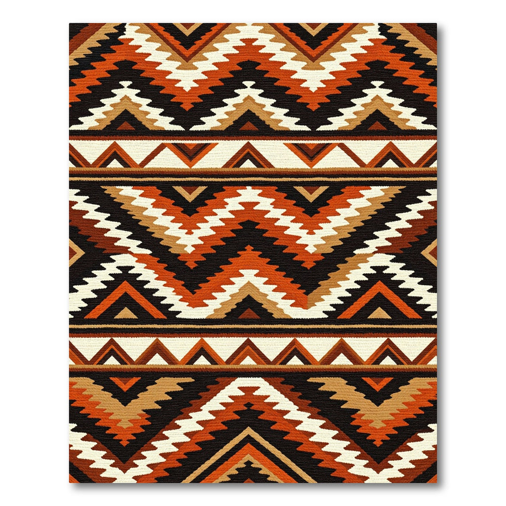 Terracotta Earthy Geometric Zigzag Aztec Rug
