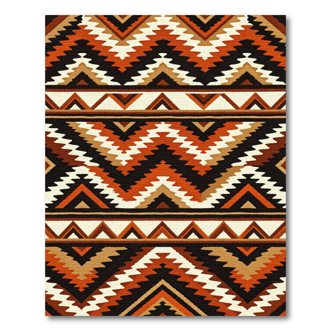 Terracotta Earthy Geometric Zigzag Aztec Rug