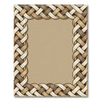 Woven Texture Beige Tan Braid Border Rug