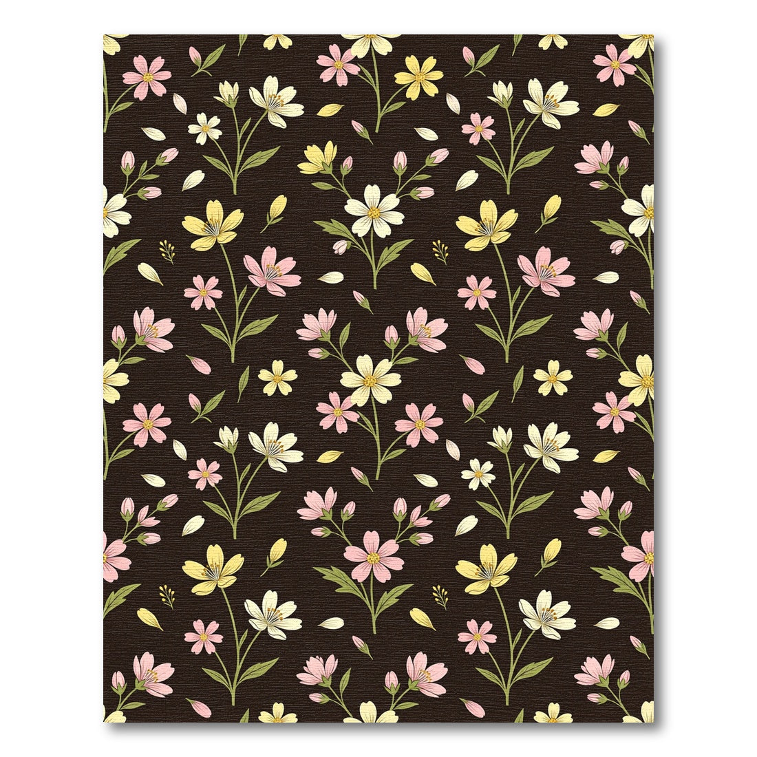 Dark Floral Garden Blossom Arrangement Rug