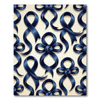 Navy Blue Silk Ribbon Bows Rug
