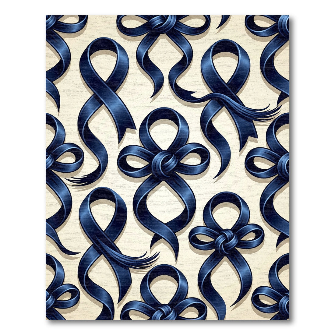 Navy Blue Silk Ribbon Bows Rug