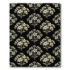 Antique Black White Floral Bouquet Rug