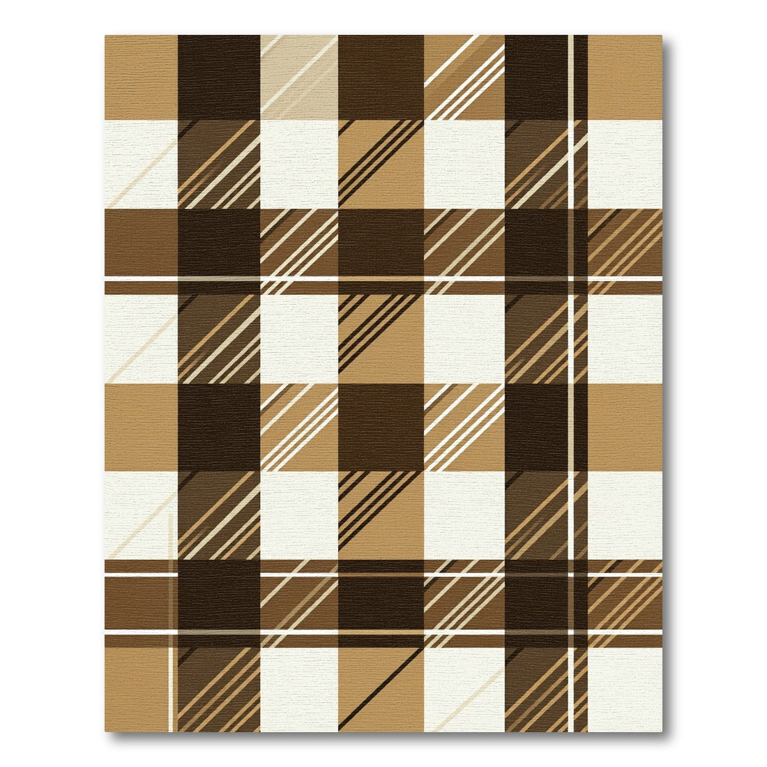 Brown and Cream Plaid Checkered Rug