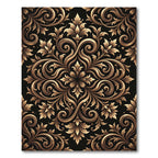 Elegant Gold Ornate Filigree Damask Rug