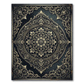 Ornate Gold Floral Black Medallion Rug