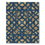 Ornate Navy and Gold Geometric Lattice Rug