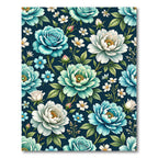 Teal White Ocean Bloom Garden Rug