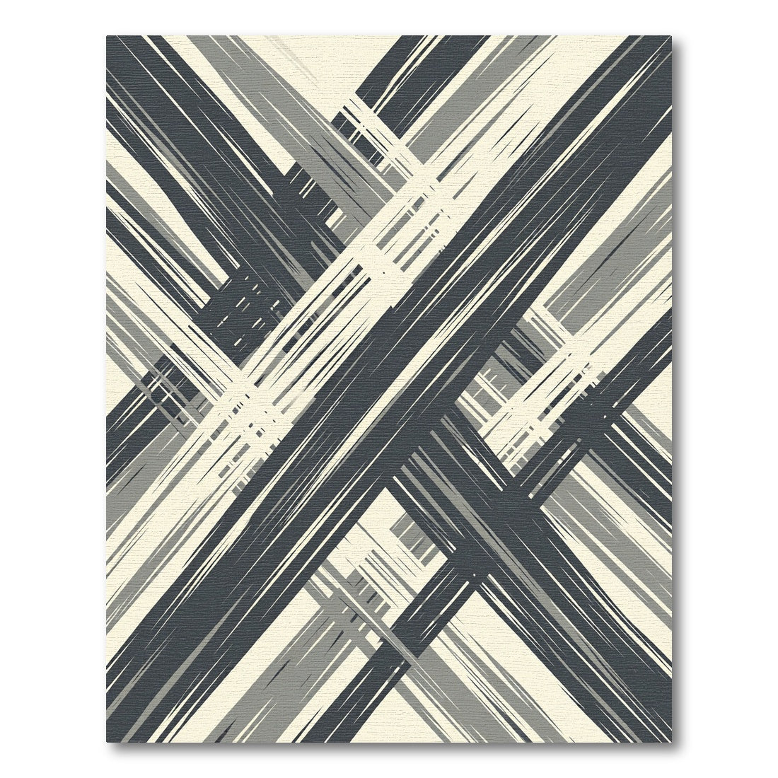 Dark Gray Abstract Brushstroke Stripe Rug