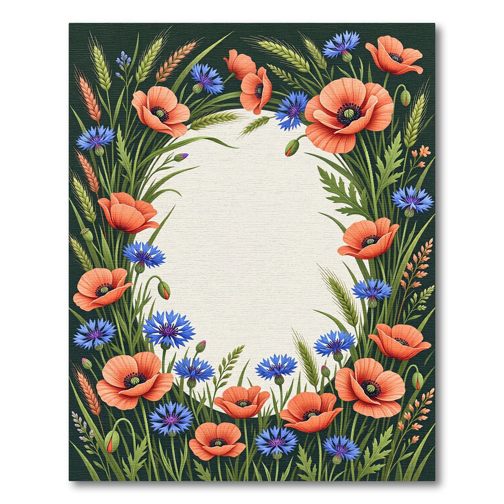Coral Poppy Blue Cornflower Meadow Rug