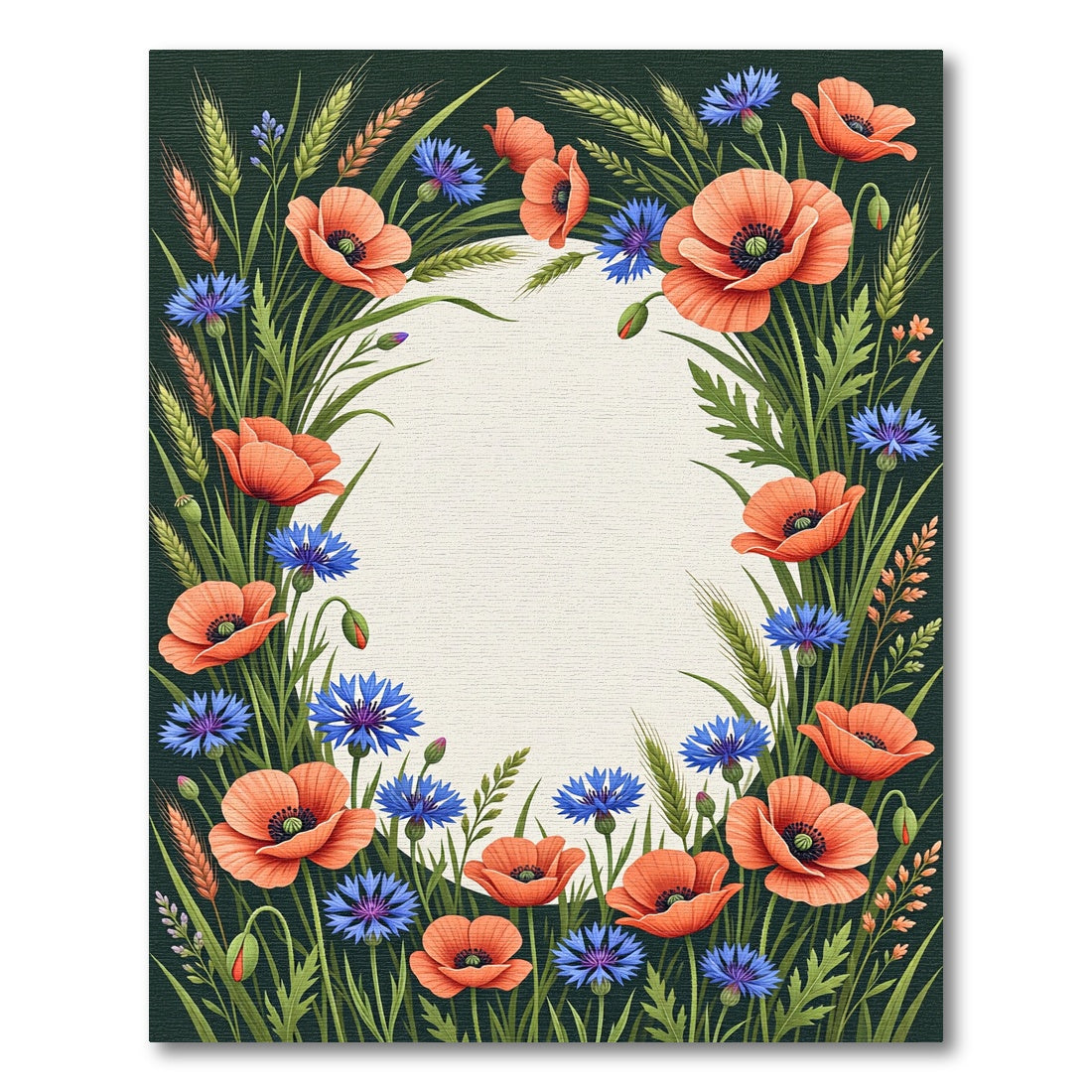 Coral Poppy Blue Cornflower Meadow Rug