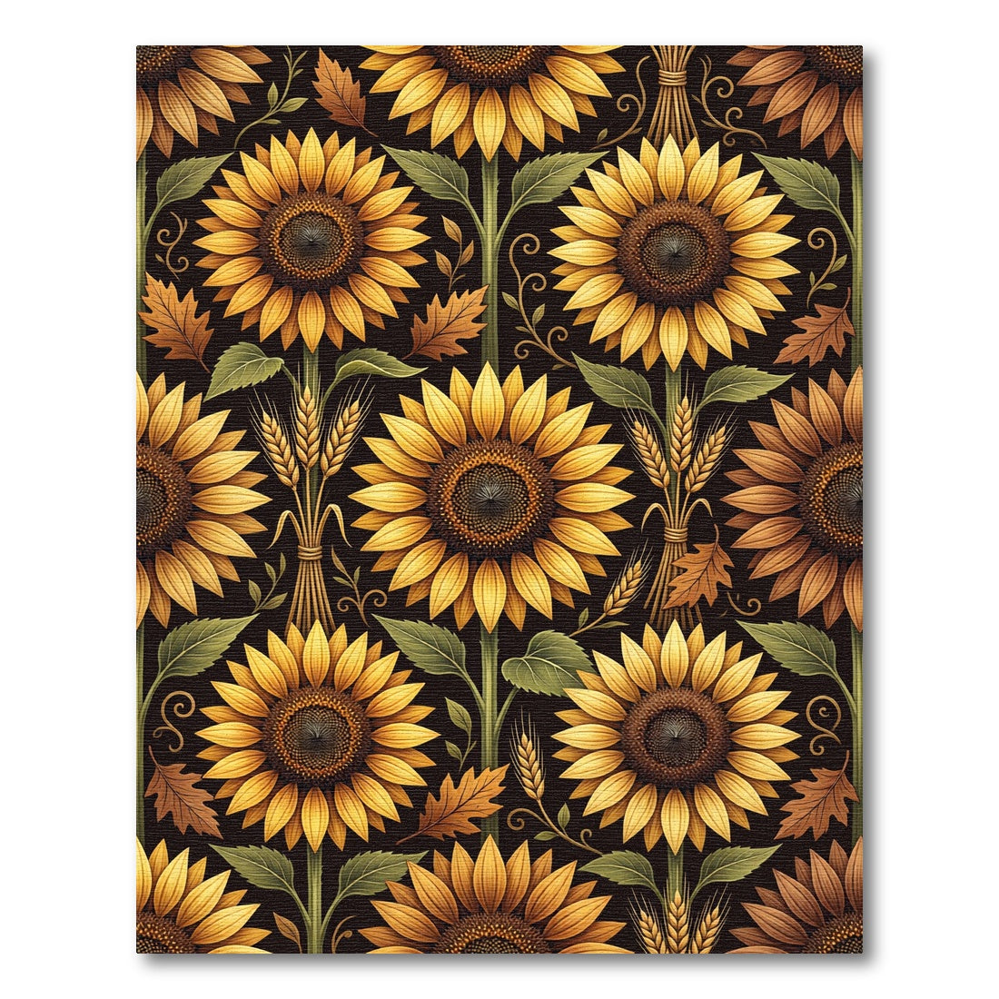 Golden Sunflower Wheat Autumn Harvest Rug