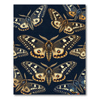 Dark Navy Whimsical Butterfly Moth Meadow Rug