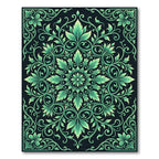 Emerald Green Leafy Mandala Flourish Rug