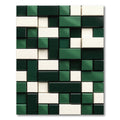 Emerald Green Ivory Geometric Blocks Rug