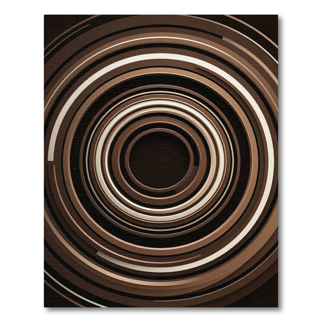 Earthy Bronze Concentric Circular Abstract Rug