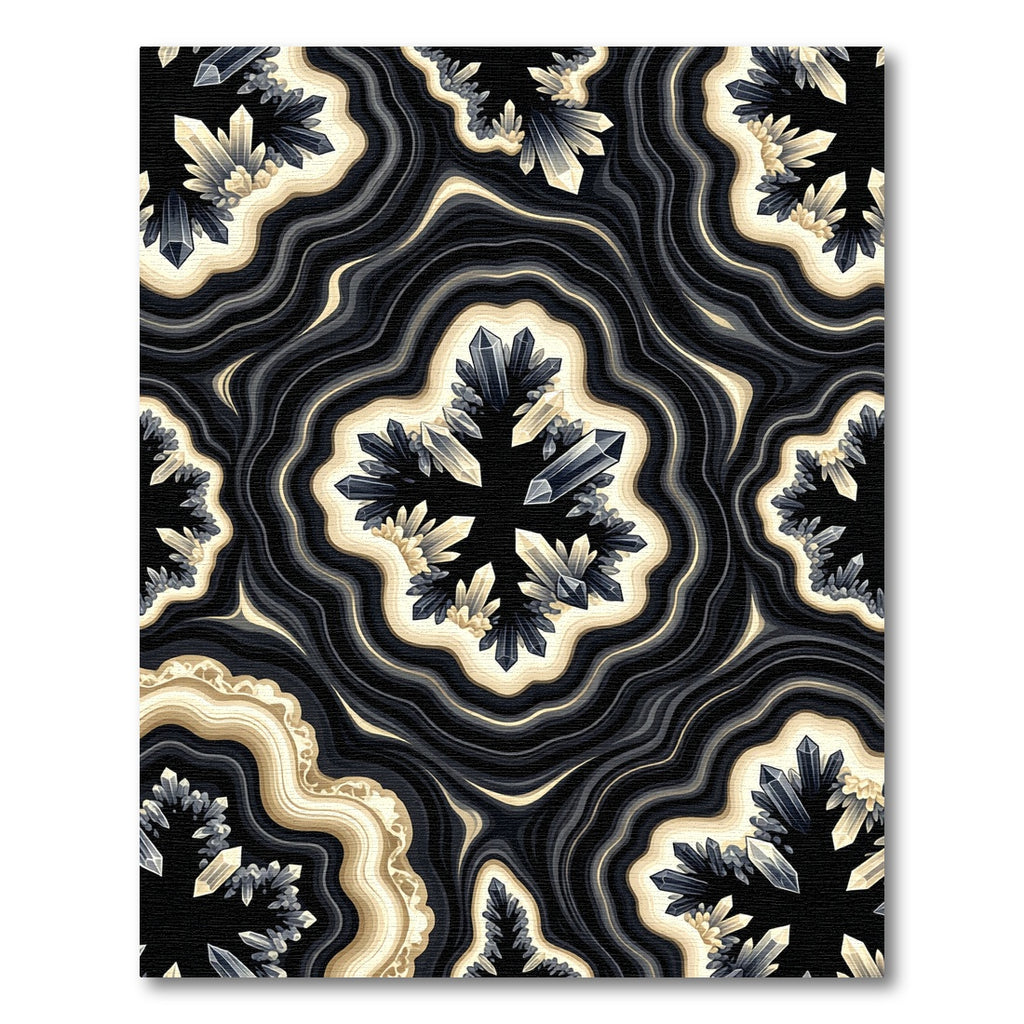 Ethereal Monochrome Geode Crystal Abstract Rug