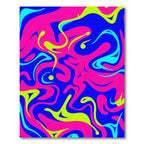 Vibrant Pink Blue Swirls And Shapes Rug