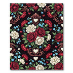 Romantic Crimson Rose Heart Floral Medallion Rug