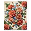 Elegant Coral Rose Bouquet Floral Art Rug