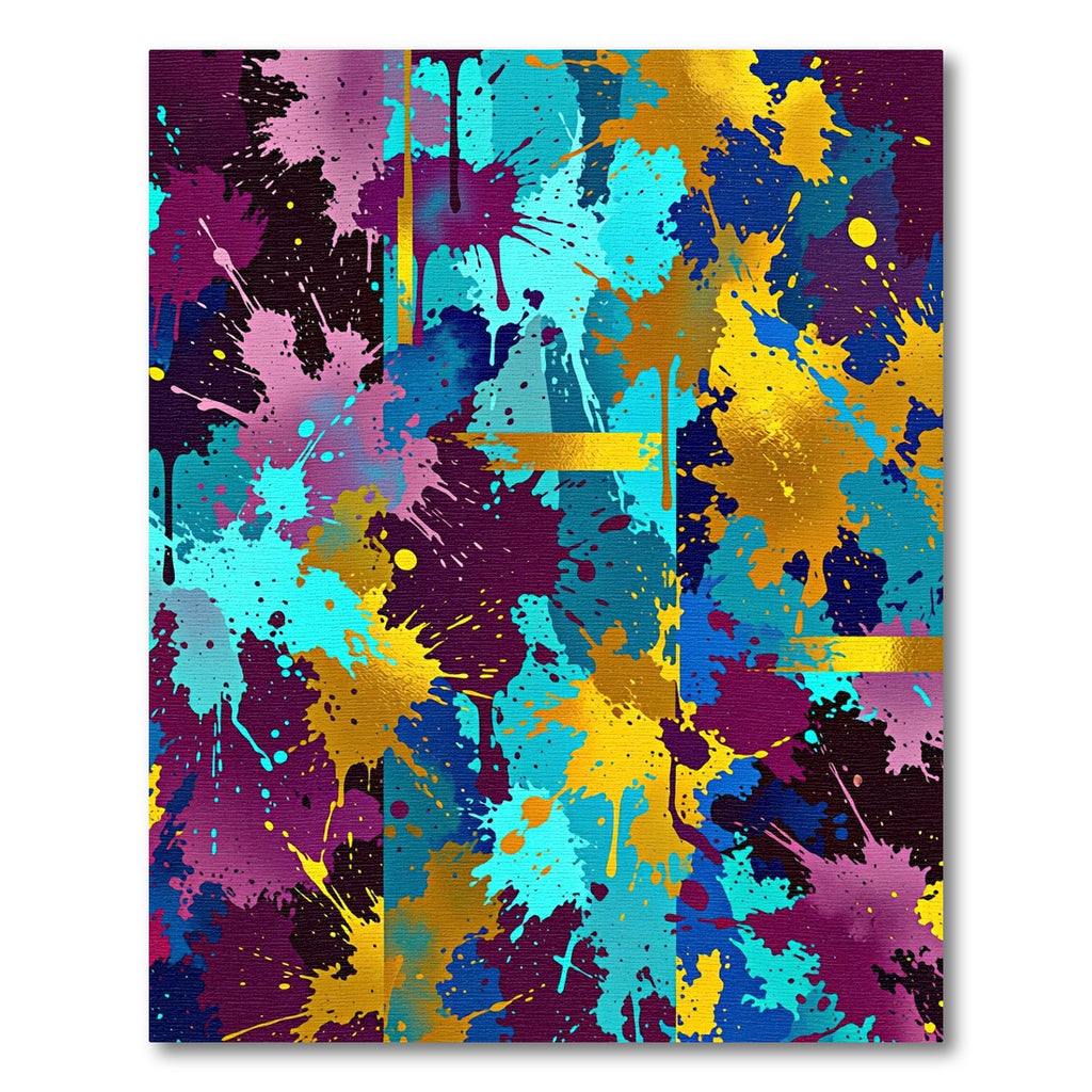 Vibrant Gold Splatter Explosion Rug