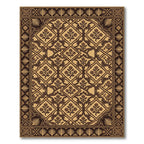 Brown Golden Floral Lattice Rug